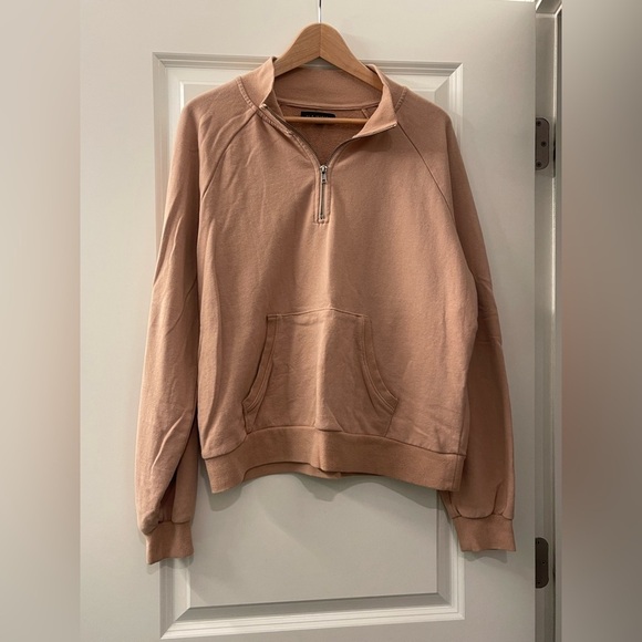 La Hearts Tops - La Hearts Women's Tan Half-Zip Sweatshirt